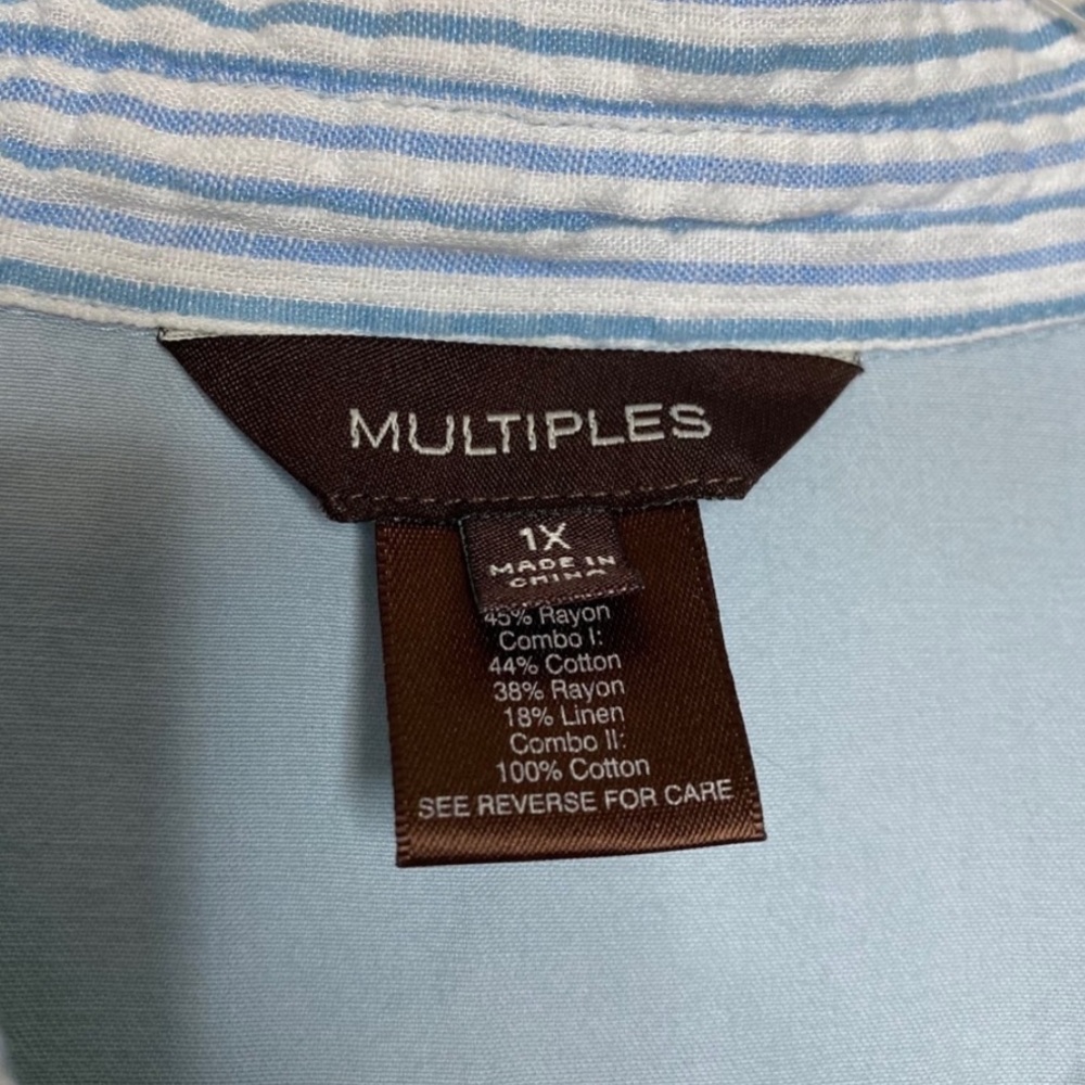 Multiple Patchwork Chambray Button Down Top 1x - image 3